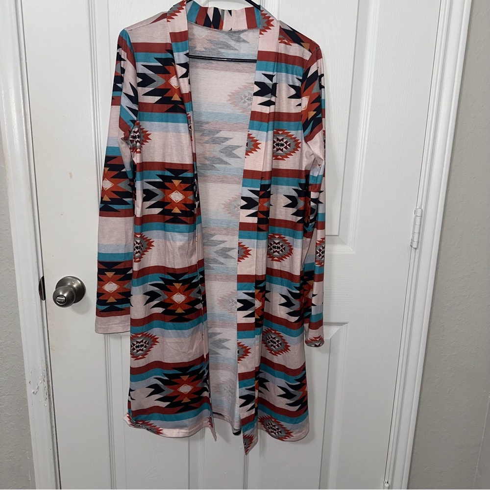 Tribal Print Open Cardigan